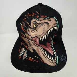 Jurassic World Youth OSFM T-Rex Graphic Black Snapback Hat Dinosaur Cap